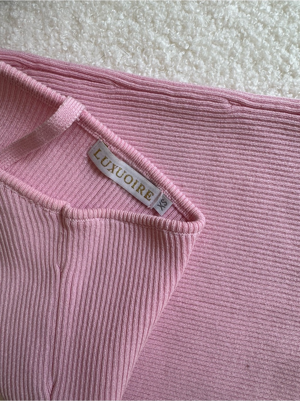 Pink Ribbed One-Shoulder Crop Top - Picture 3 of 3